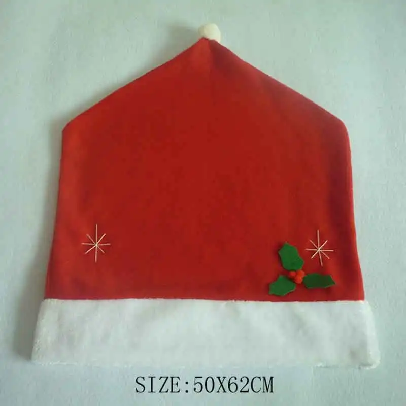 Нетканые чехлы для стула Санта Клауса ручной работы с красной шапкой