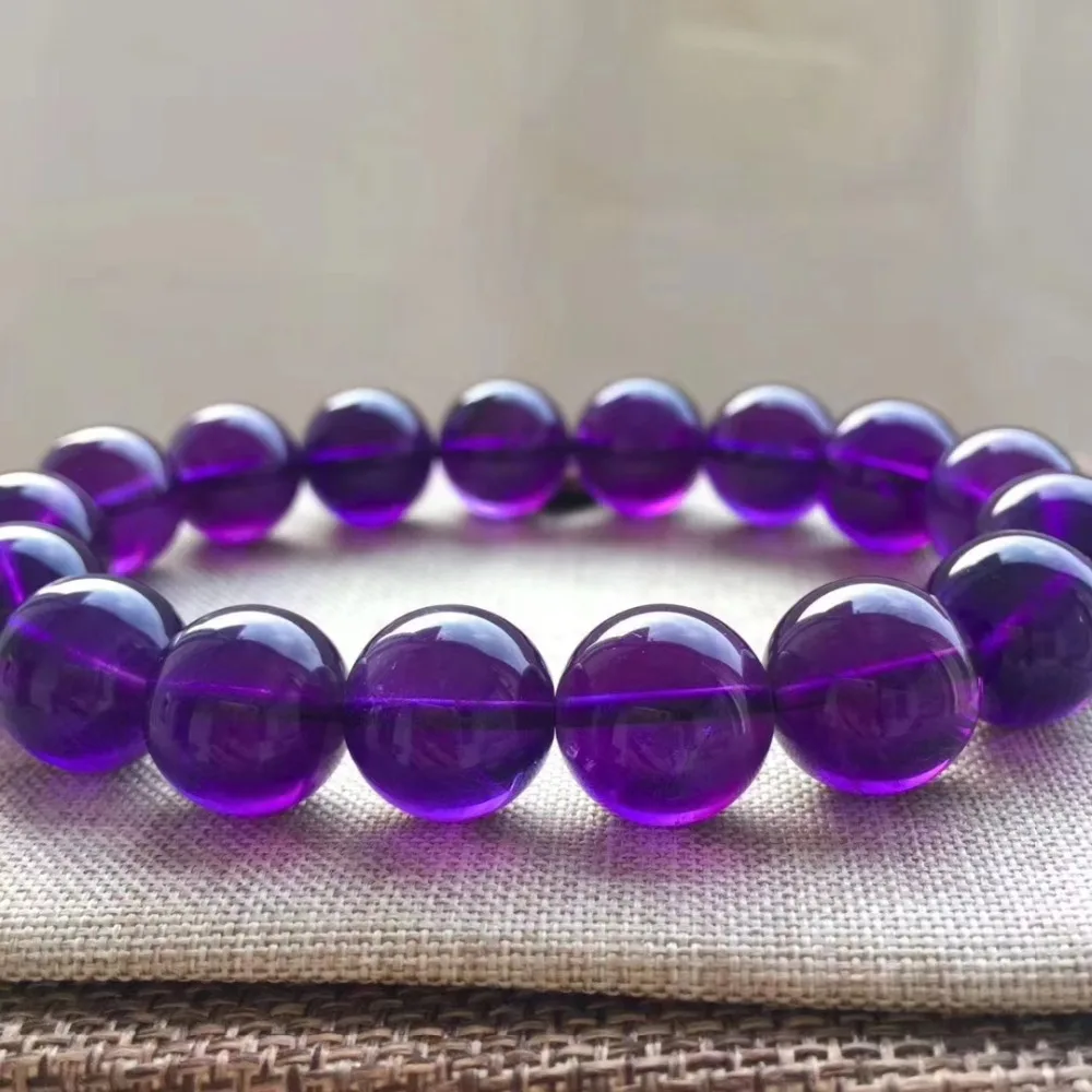 

Genuine Natural Purple Amethyst Chatoyant Man Women Power 10-14mm Amethyst Uruguay Round Beads Bracelets AAAAA Drop Shipping