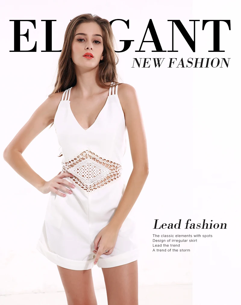 2017 Комбинезон Сексуальный Выдалбливают Спинки Боди Женщины Сплошной Цвет Белый