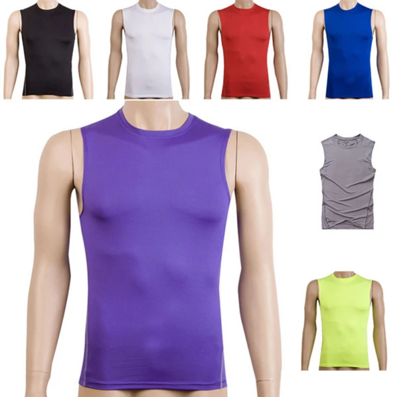 2017 Новый Мужской Быстросохнущий Спортивный облегающий жилет без рукавов для