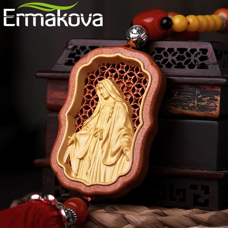 ERMAKOVA 100% бревно Настоящее Дерево художественное ремесло Иисус ручная гравировка