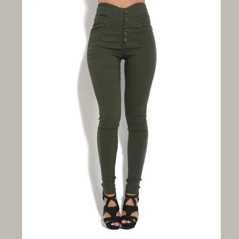 Women Trousers 2018 Autumn New Button Up High Waist Sexy Pencil Pants Elastic Slim Bottoming Plus Size Bodycon | Женская одежда