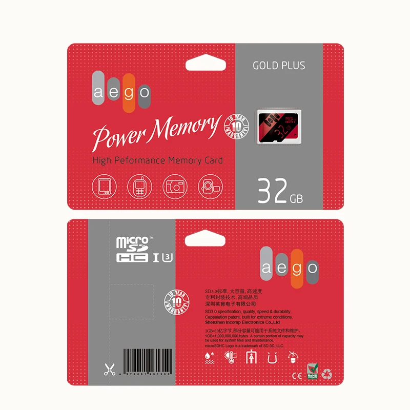 Высокоскоростной micro SD карта AEGO 32 Гб памяти класса 10 UHS-I (U1)/UHS-I (U3) с sd-адаптером |