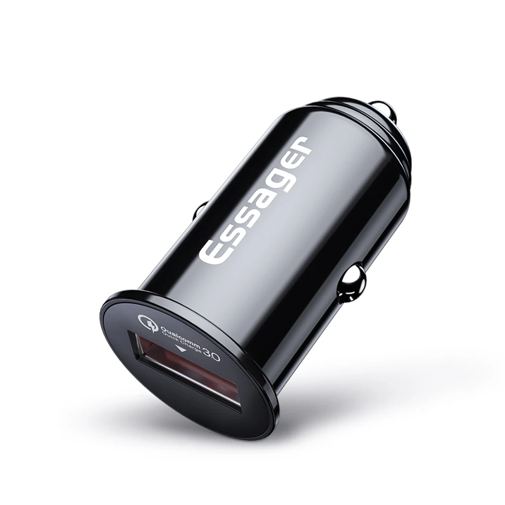 Автомобильное зарядное устройство Essager mi ni USB Quick Charge 3,0 Автомобильное зарядное устройство для телефона для Xiaomi mi 9 Red mi note 8 QC3.0 QC Быстрая зарядка для мобильного автомобиля - Тип штекера: Black