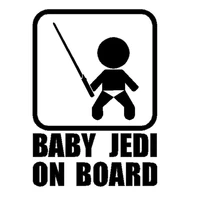 10 715cm baby jedi on board car styling sticker cool baby take the sword funny car tail decal black