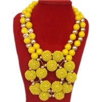 yellow african jewelry sets for women balls bridal jewellery set necklace earrings bracelet nigerian beads fashion jewellery new