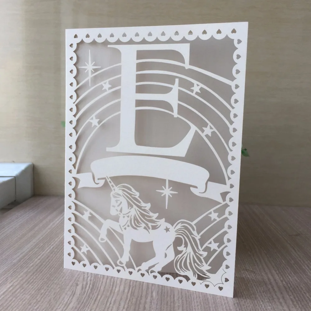 

20Pcs/Lot Laser Cut Unicorn Design Romantic Wedding Invitation Card Event&Party Supplies Greeting Card Banquet Supplies