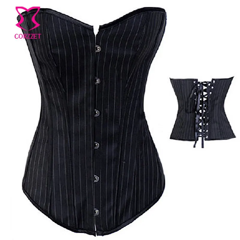Женский хлопковый корсет gotic в полоску черный стиле стимпанк корсеты и бюстье для