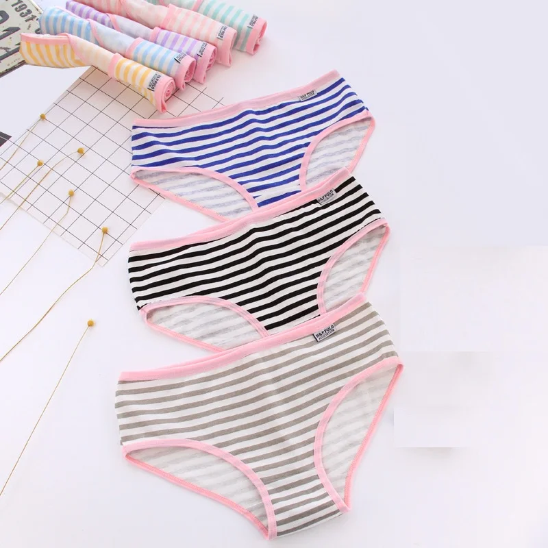 Calcinha Infantil/, партиями по 6 шт./пакет Cotton Candy полосатый молодых трусы для девочек с рисунками из мультфильма «подростков нижнее белье для брюк оптом A001