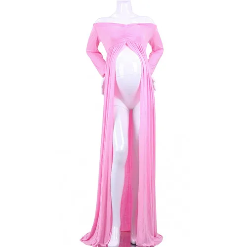 Pink Puseky платье для беременных, для фотосессии, платье макси для беременных, с разрезом спереди, шифоновое, необычное, для женщин, для беременных, для фотосессии - Цвет: Pink