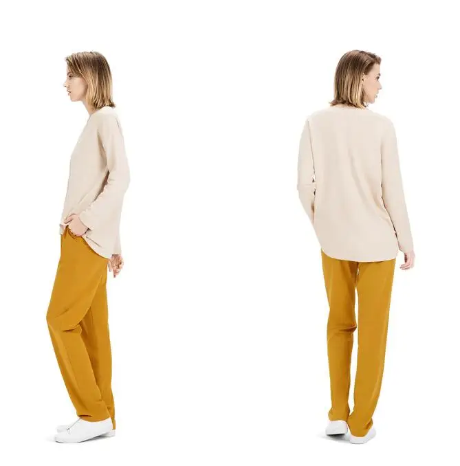 Khaki yellow Пижамы женские длинными рукавами хлопок Twinset v-образным вырезом свободные повседневные хлопковые комплект одежды для дома тонкий - Цвет: Khaki yellow