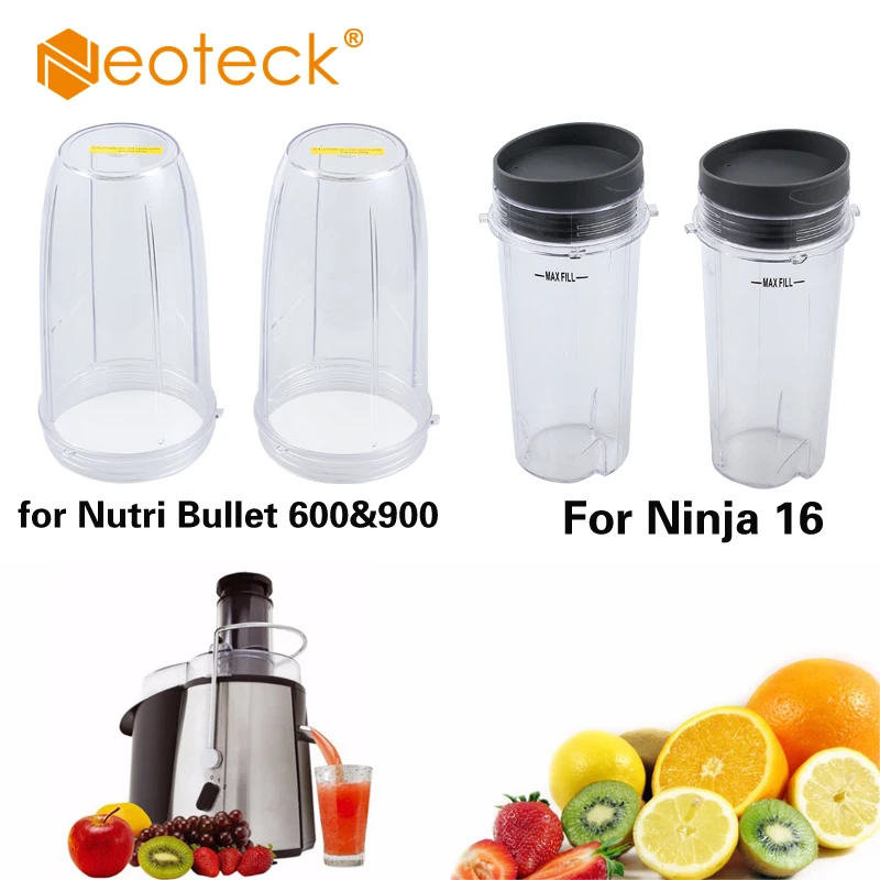 Neoteck 2 шт. 16 унций Одиночная чашка для сервировки с крышками Блендер ниндзя
