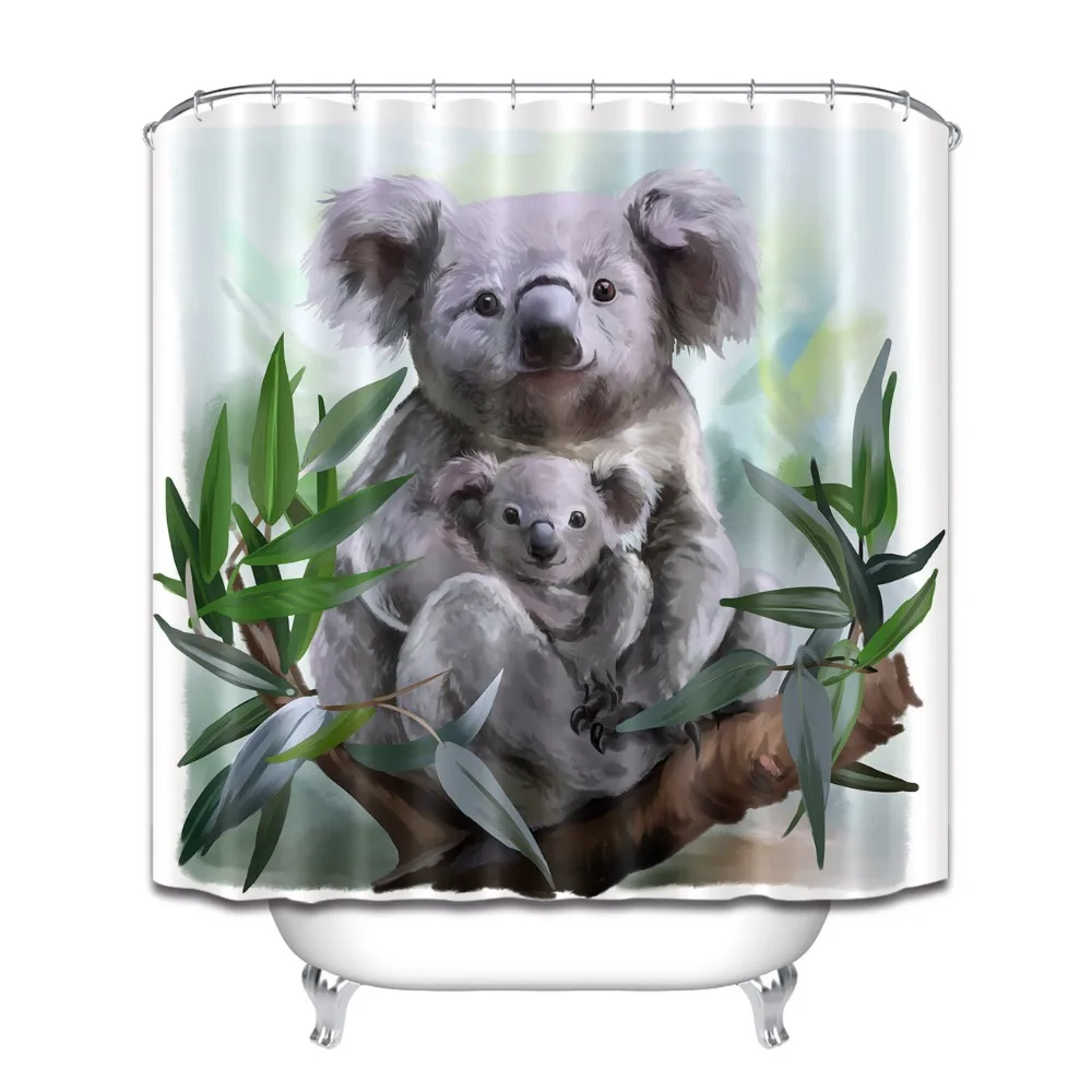 Занавеска для душа Koala и Her Baby с акварельным рисунком животных дерева