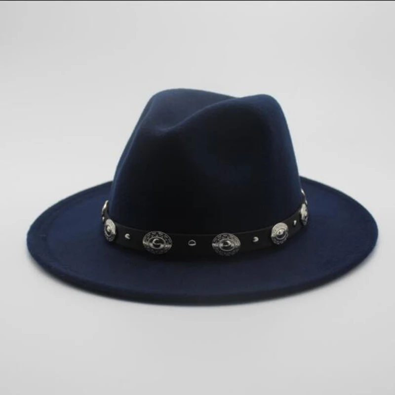 Fashion Wool Men's Women's Winter Autumn Fedora Hat With DIY Punk Belt Wide Brim Church Sombreros Jazz Cap Top Sun Hat|Мужские