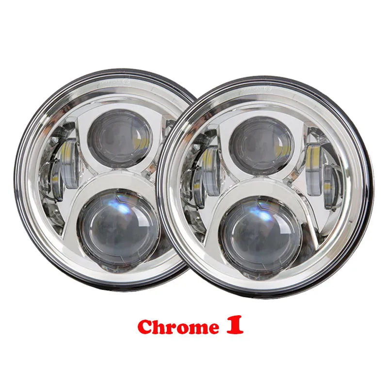 Chrome 1 50W Черный/хром 7 дюймов круглые светодиодные фары DRL для Lada 4x4 urban Niva UAZ Hunter для Jeep wrangler Toyota FJ Cruiser налобный фонарь - Цвет: Chrome 1 50W