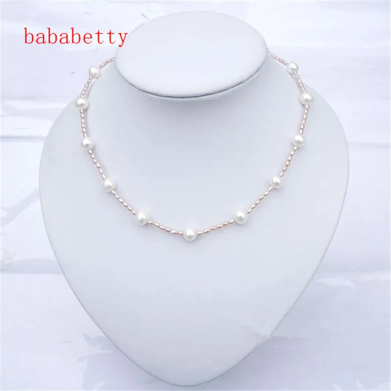 Женское Ожерелье из натурального пресноводного жемчуга разные цвета 3-10 дюймов