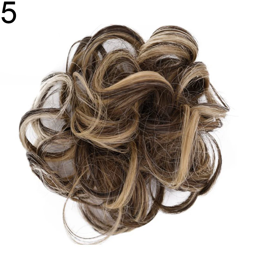 Модные женские волосы пучок волос волнистые вьющиеся грязный пончик шиньоны