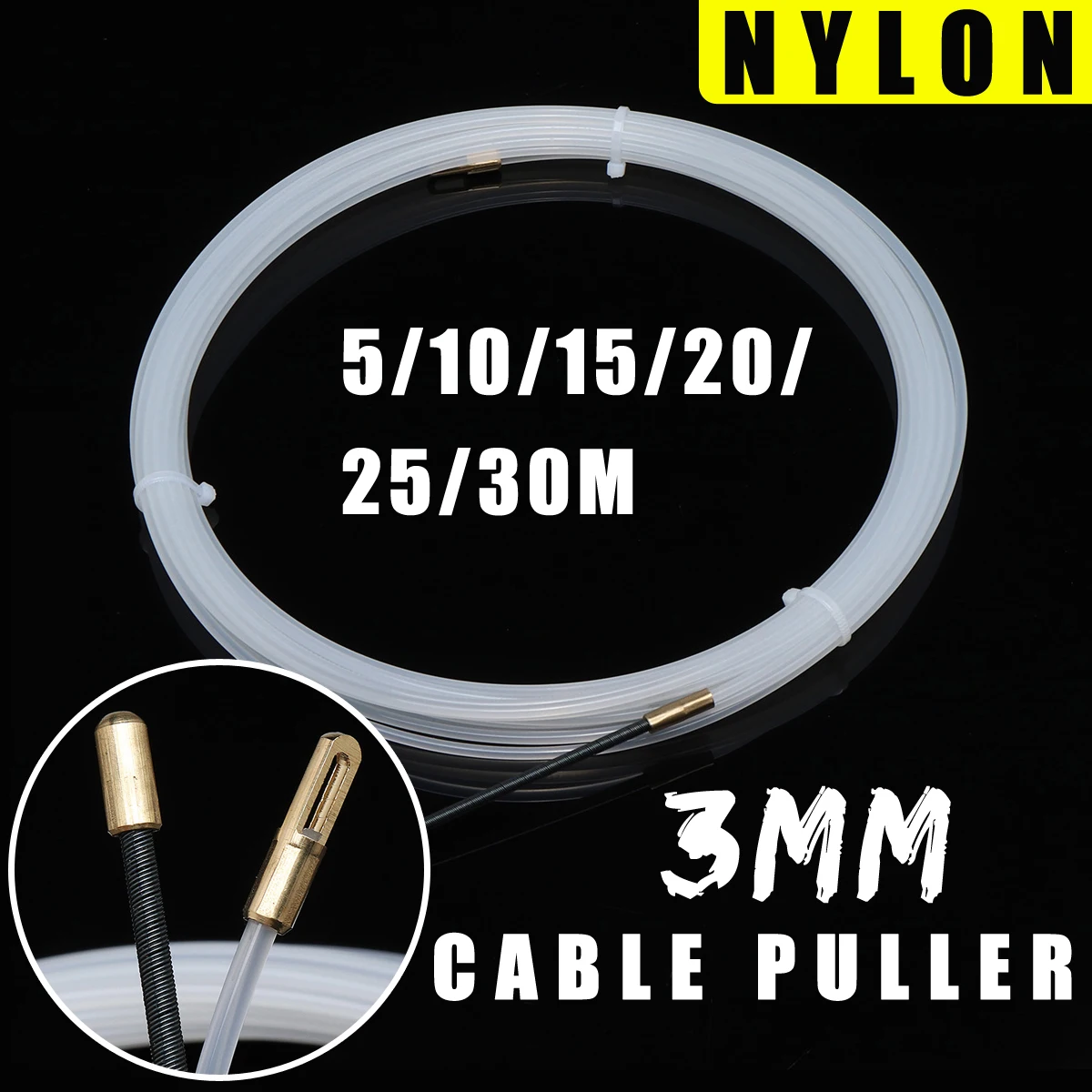 3mm 20m Nylon 5/10/20 м сэндвич-панелей из стекловолокна/провод с нейлоновой оплеткой кабель бег стержни провода рыбы потянув трубы воздуховоды Rodder провод держатель 3/4/6 мм Электрический шнур - Цвет: 3mm 20m Nylon