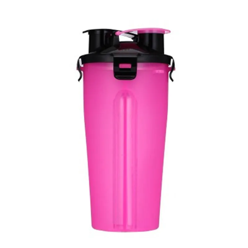 Pink 2 2 в 1 бутылка для собак, кормушка для собак, складная миска для воды, для путешествий на открытом воздухе, хранение воды для кошек и собак - Color: Pink 2