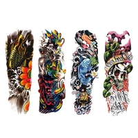 4pcslot waterproof temporary tattoos fish skull color full arm mechanical pattern tattoos applique arm full arm tattoos stick