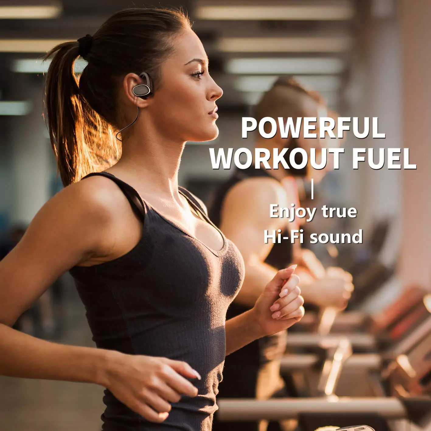 OVEVO X9 Waterproof Bluetooth Headphones IPX7 Sweatproof Technology Wireless Sport Earphones with Mic Built-in Memory 8GB Blac |