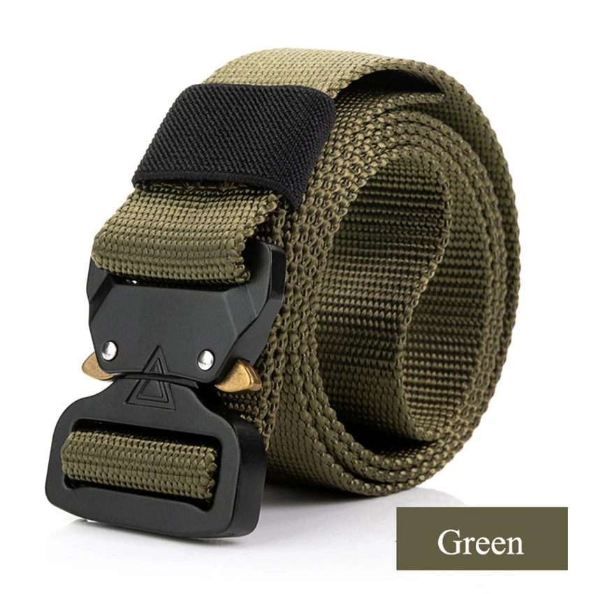Army Green Belt 115-135 см холщовый ремень мужской Тактический дизайнерский армейский ремень для брюк Cobra треугольный дизайн металлическая пряжка Длинные Военные нейлоновые ремни - Цвет: Army Green Belt