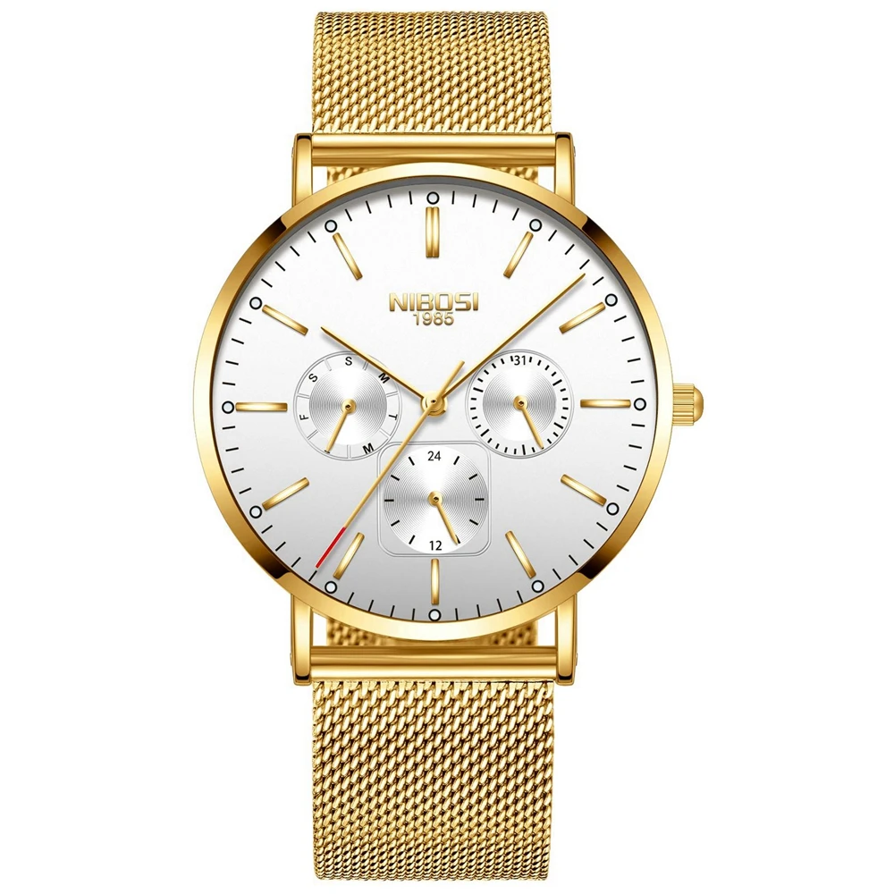 NIBOSI часы мужские золотые Relogio Masculino кварцевые часы Montre Homme Reloj Hombre водонепроницаемые Роскошные брендовые деловые наручные часы