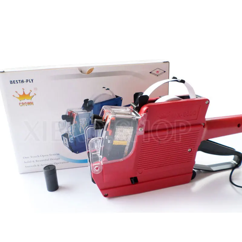 Двухлинейный 10 значный тег на этикетку пистолет + рулон бумаги для пробной печати