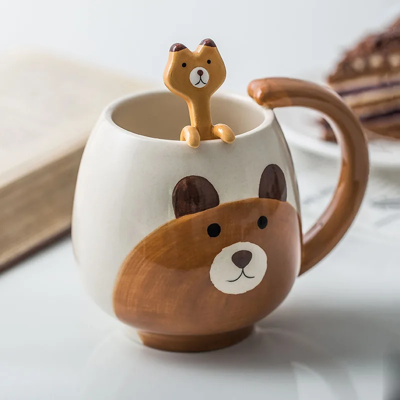Mini Bear YEFINE фирменные чашки для чая с милыми животными, керамические чашки и кружки, кофейная кружка с рисунком кота, свиньи, медведя, лягушки, панды, посуда для напитков, Прямая поставка - Цвет: Mini Bear