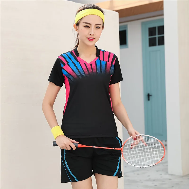 Women Sports Suit 2 Летняя Мужская и Женская теннисная Джерси, дышащая теннисная одежда, теннисная рубашка для настольного тенниса, одежда для бадминтона, футболки для пинг-понга, спортивная одежда - Цвет: Women Sports Suit 2