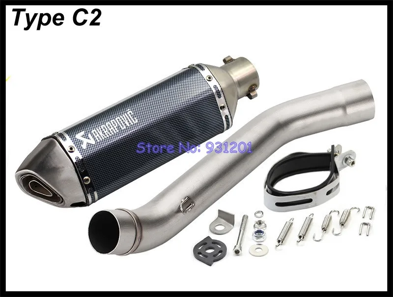 Мотоцикл без шнуровки для Kawasaki Z750 Akrapovic выхлопная система глушитель побега среднего звенья трубы с Akrapovic выхлопной трубы дБ убийца - Цвет: Type C2