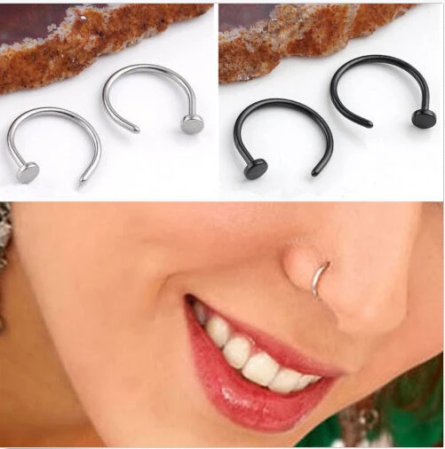 1 шт. Медицинское Ноздря Titanium Золото Серебро Нос Хооп Кольца клип на нос шпильки