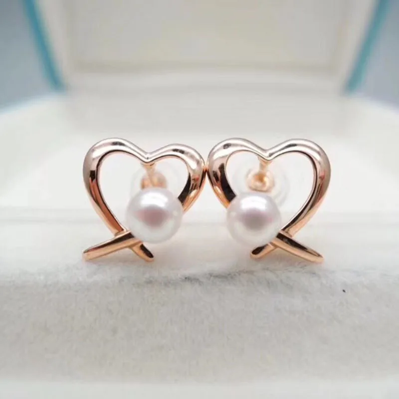 Женские серьги гвоздики с круглым жемчугом 18 карат|Серьги-гвоздики| |