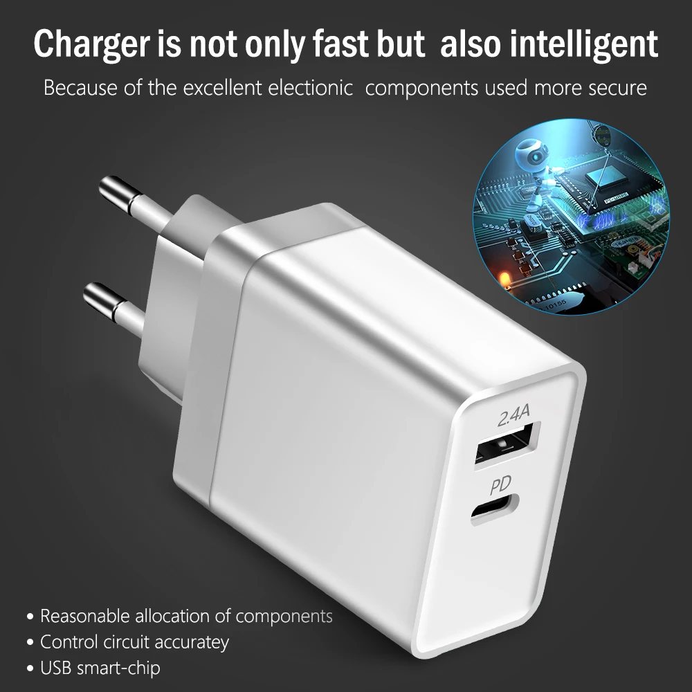 USB PD Type-C Wall Charger Power Adapter with Delivery for Apple MacBook/iPhone X/8 Plus Xiaomi USB-C | Мобильные телефоны и