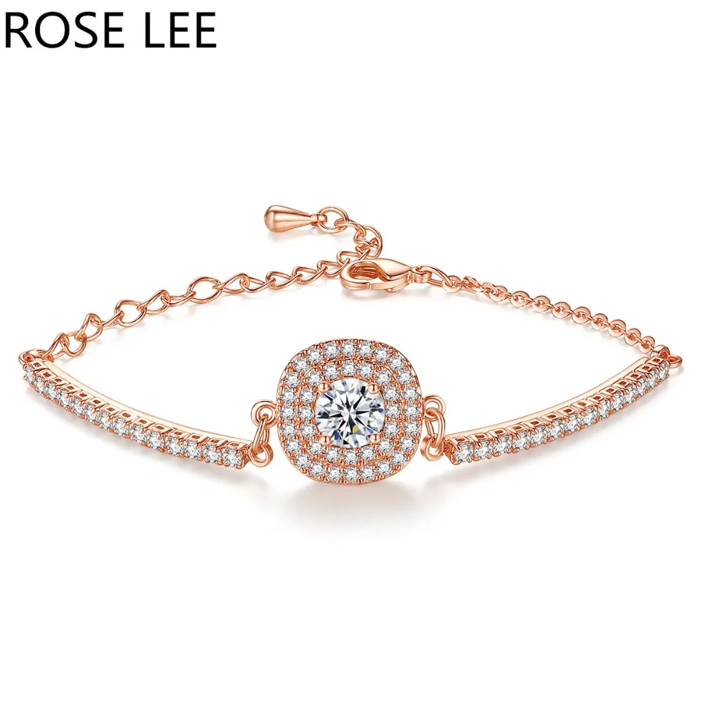 Femme Shining Charm кубический цирконий розовое золото цвет браслет цепочка браслеты для