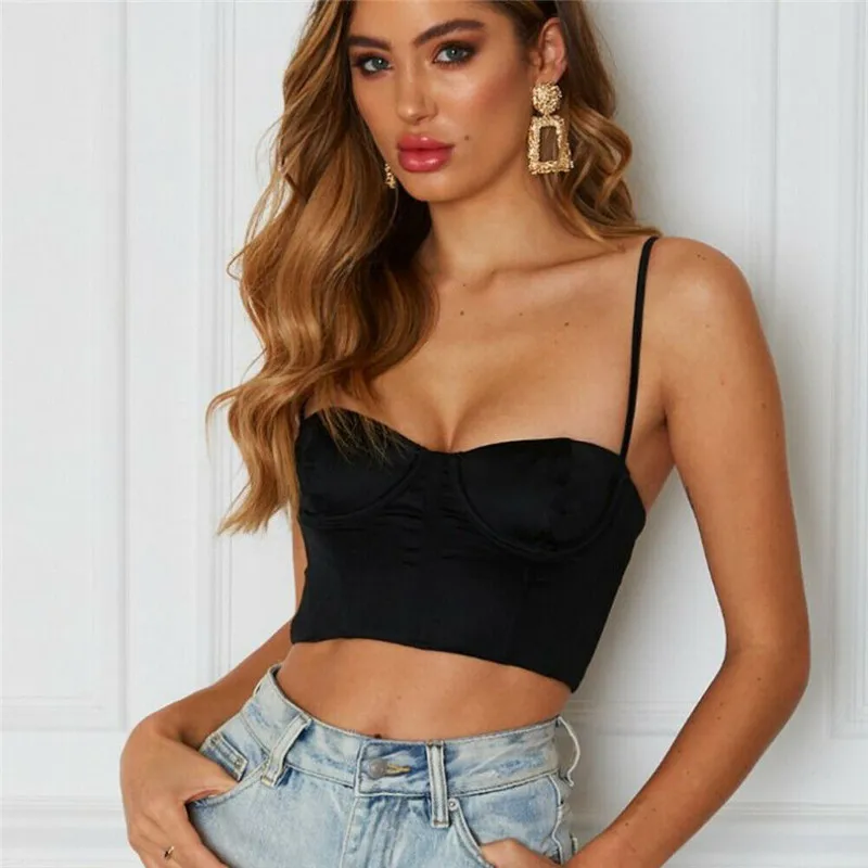 Женский жилет короткий топ на бретельках без рукавов летняя мода|Топы| |