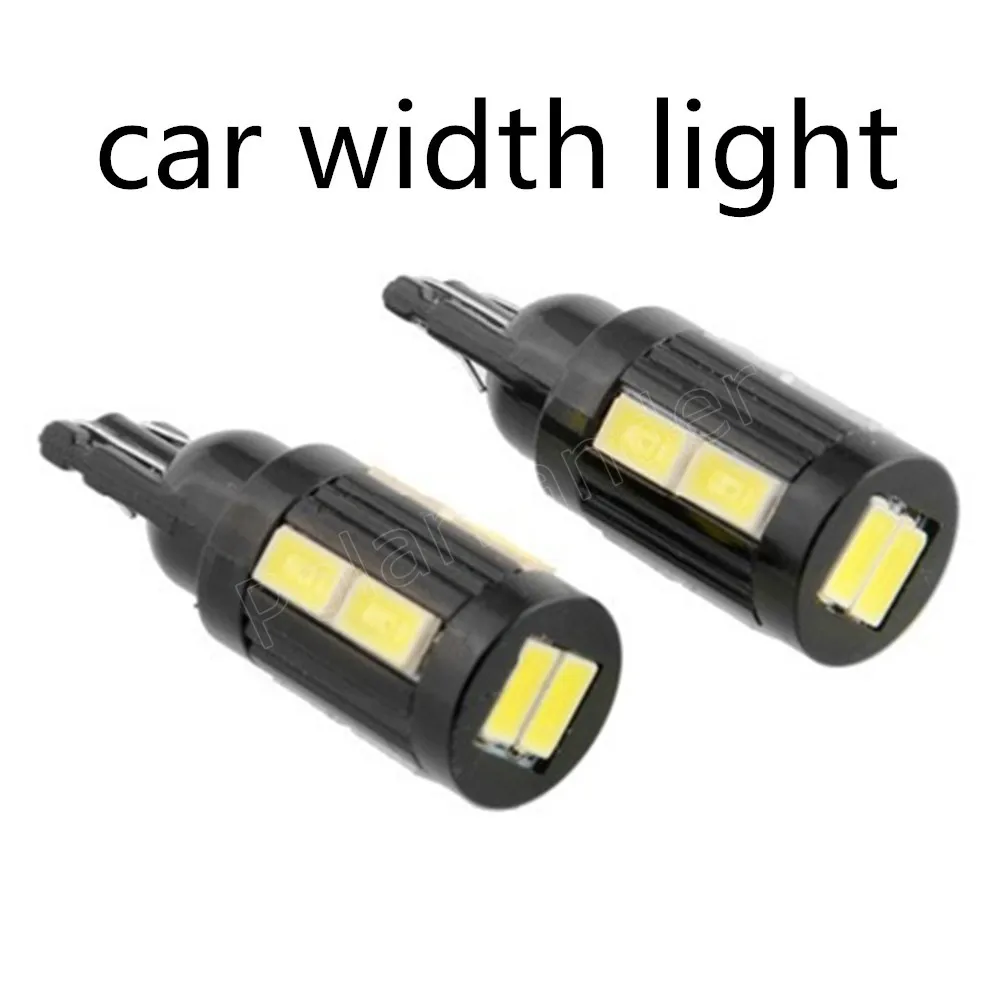 

10 pieces T10 W5W LED 10SMD 5630 5730 Super Bright Car Bulbs Auto Lamp width lamp license plate Lens Light scatter 12V