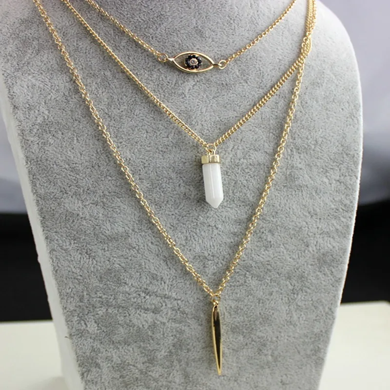 Женское ожерелье с подвеской LongWay золотистого цвета бусинами из натурального