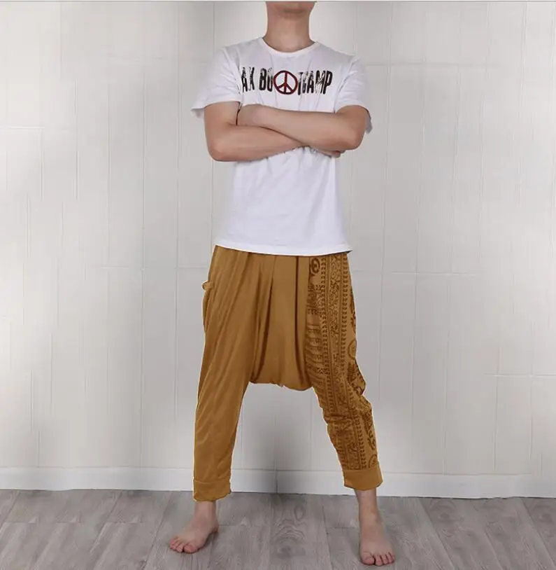 Мужские Мешковатые шаровары фестиваль Хиппи Boho Alibaba шаровары дезерты брюки мужские повседневные свободные брюки мужская одежда 4XL 5XL