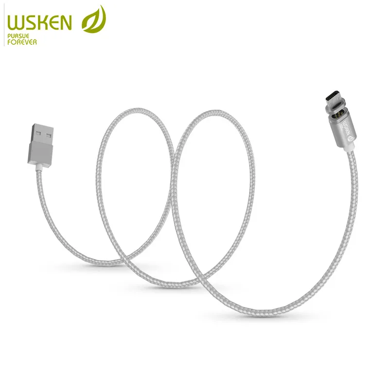 WSKEN 1 м металлический Магнитный зарядный нейлоновый кабель Micro USB для мобильных