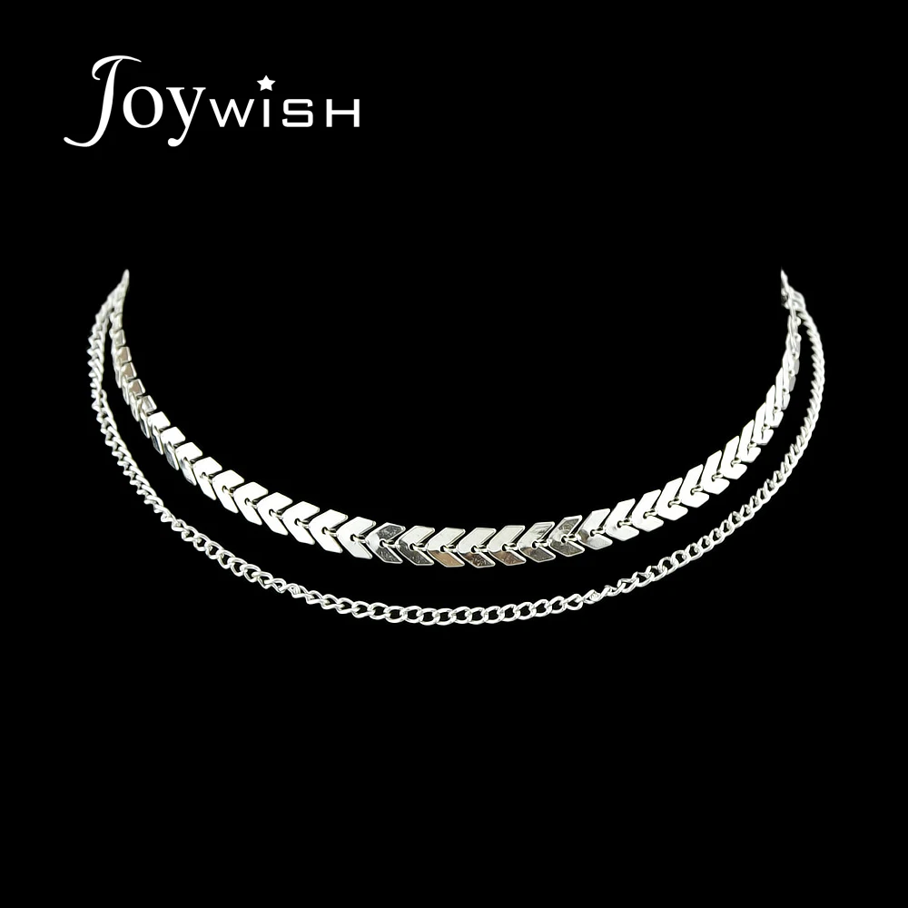 Joywish минималистский ювелирных изделий Цвет серебро Многослойная Сеть Цепочки и