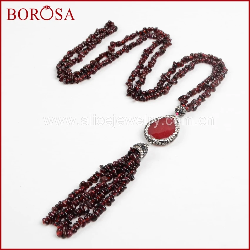 Borosa 33 ''Естественный красный агат камень падение Форма гранат кисточкой