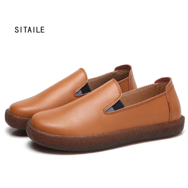 SITAILE Для женщин Разделение Кожаная обувь на плоской подошве для медсестер и мам