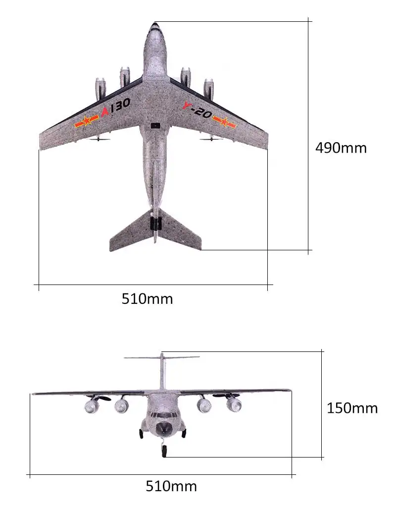 WLtoys XK A130 RC Самолет EPP 2 4G 3CH Y-20 модель военный транспорт самолет 500 мм крыльев |