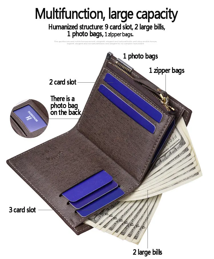 Мужской кошелек TCGAD, короткий кошелек billetera hombre porte feuille, кожзам, мужской большой карман, кожаные кошельки,, винтажный роскошный мужской кошелек