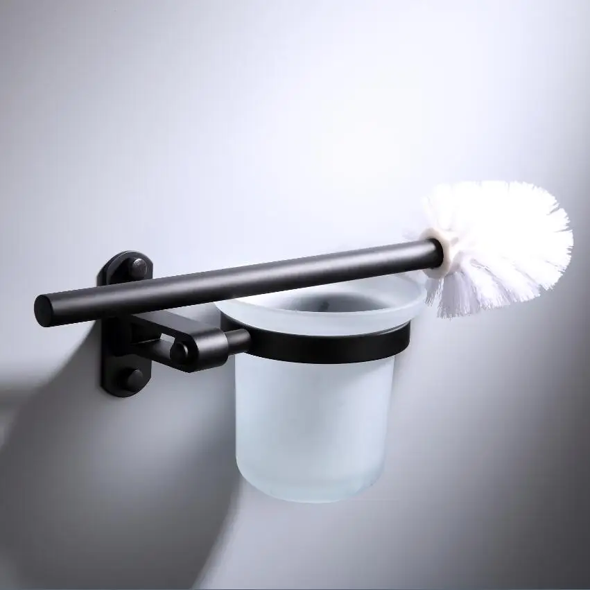 free shipping bathroom accessories wall mounted black space aluminum bathroom toilet brush holder br 999mts free global shipping