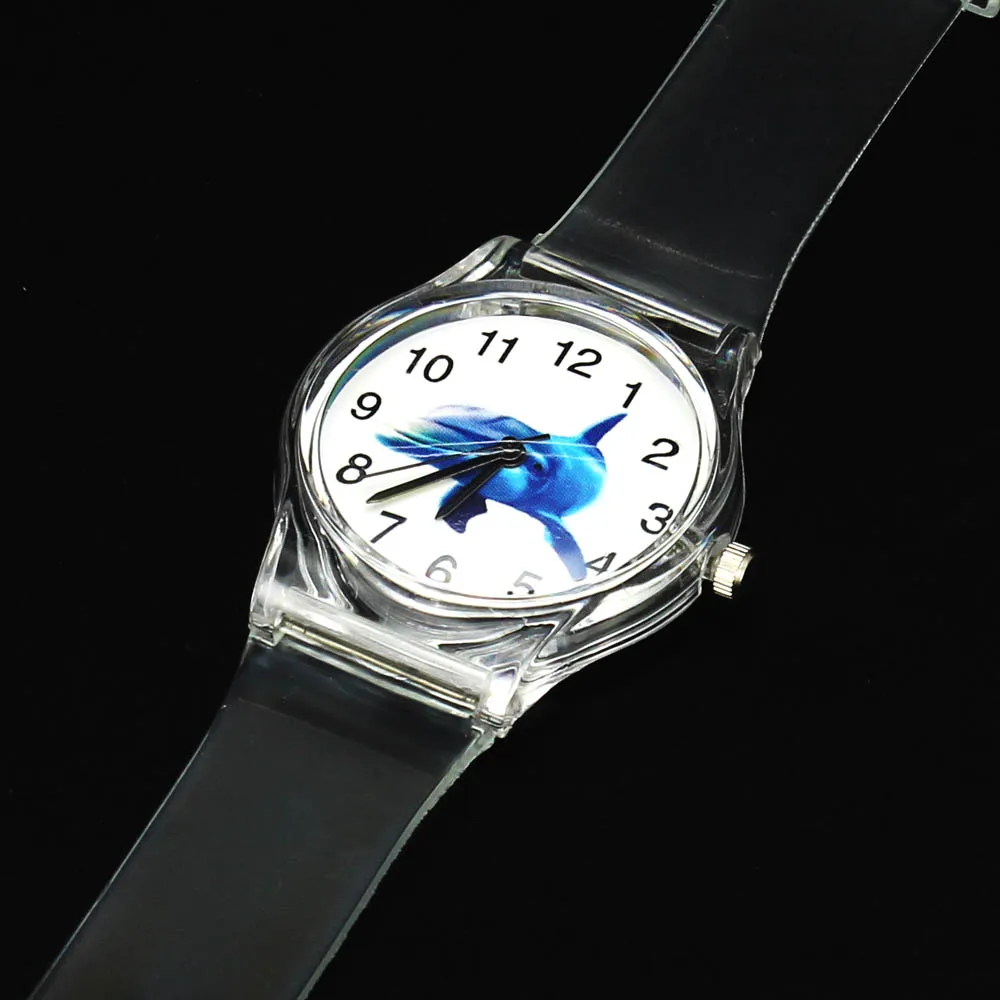 Детские Кварцевые часы с рисунком голубого дельфина из мультфильма спортивные