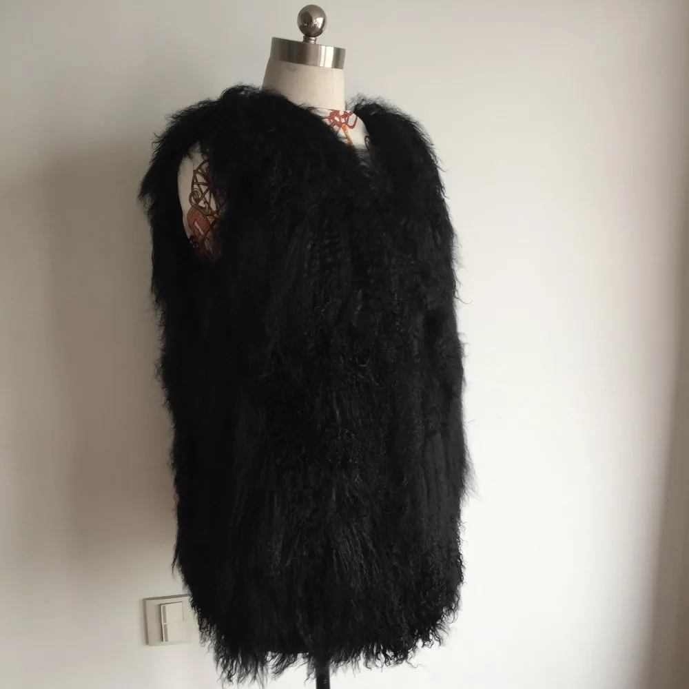 Женский жилет с натуральным овечьим мехом коричневый KSR363 2019|sheep fur vest|sheep furreal gilet |