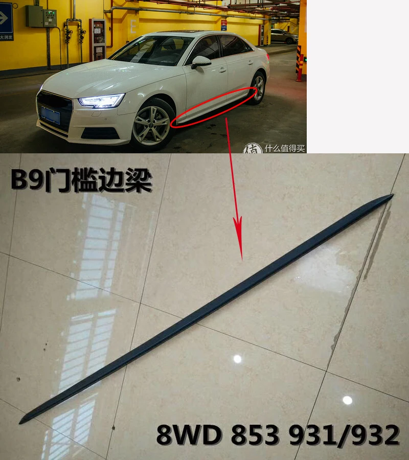 Сменная ПП Неокрашенная боковая юбка bodykit 8WD853931/932 для AUDI A4 B9 4 дверная 2017