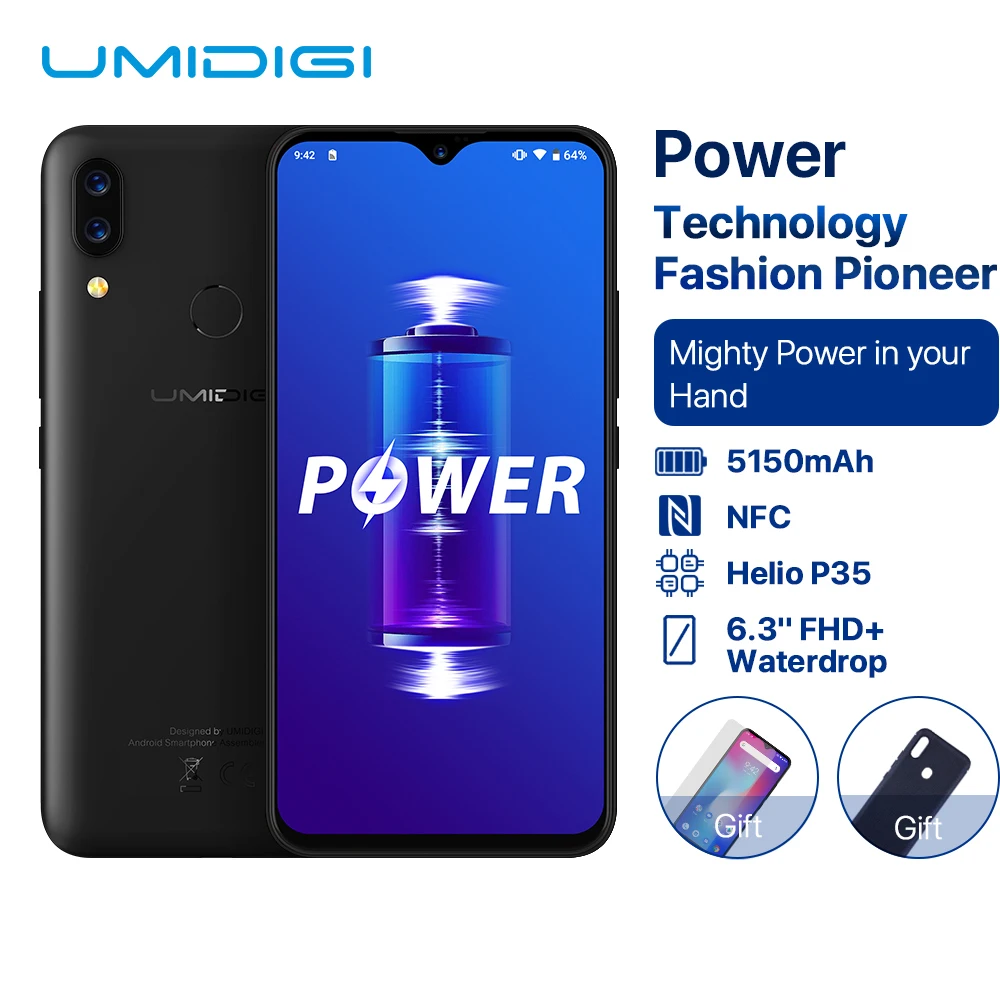 UMIDIGI Power смартфон с 6 3 дюймовым дисплеем ОЗУ 4 Гб ПЗУ 64 ГБ 16 МП|Смартфоны| |